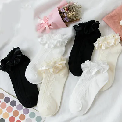 $2.99 • Buy Women Girls Lace Short Ankle Socks Frilly Ruffle Cotton Lolita Princess Socks 