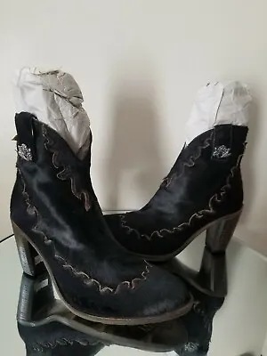 Mark Nason Black Leather Pony Hair Cowboy  Ankle Boots Heels Size 9 $659 • $290