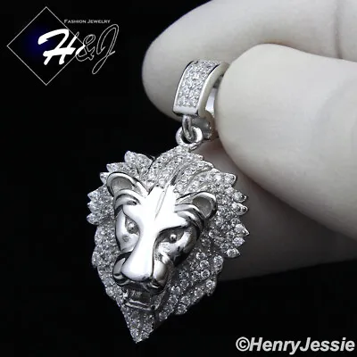 Men Women 925 Sterling Silver Icy Bling Cubic Zirconia Lion Head Pendant*sp185 • $37.99