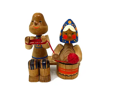 $18 • Buy Vintage Wood Figure Carved Painted Decorative Collectible Man, Woman Knick Knack