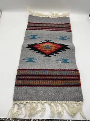 VTG El Paso Table Saddle Blanket Co Zapotec Rug Western Wool 20”x10” Native • $34.99