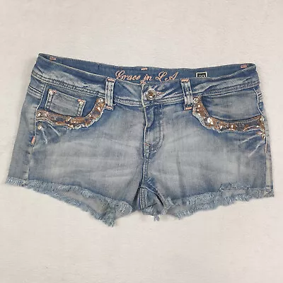 Grae In LA Womens Cut-Off Shorts Size 29W Light Blue Regular Relaxed Fit • $29.99