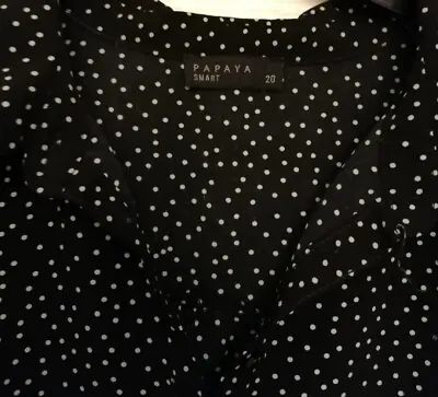 Tunic Top Dress Black With White Spots Size 20 Bnwot Matalan Papaya Smart • £7