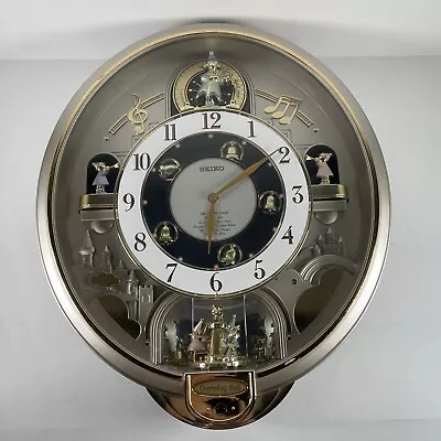 Seiko Melodies In Motion  Gold Charming Bell Moving Wall Clock Works Read • $89.87