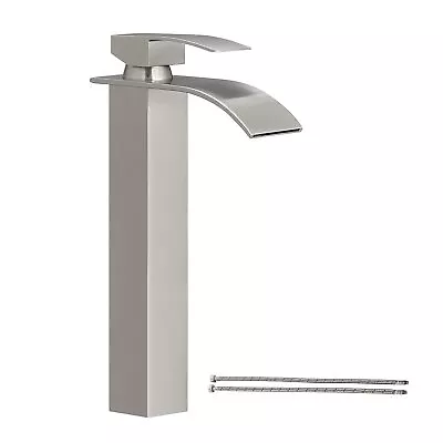 Waterfall Brushed Nickel Bathroom Faucet Tall Vanity Sink Faucet Basin Mixer Tap • $54.65