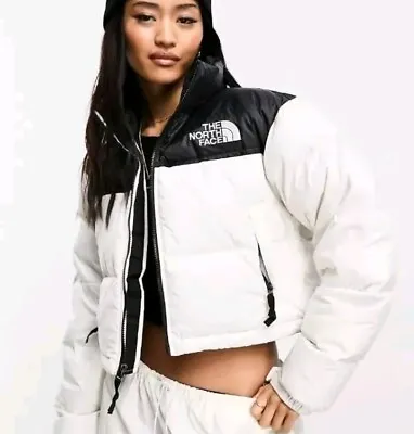 Women's North Face White Short Nuptse Jacket Size Large Brand New With Tags • $189.47