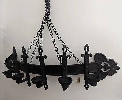 Vintage Hanging Candelabra With Chains-Candle Holder-Metal-Homco • $69.99