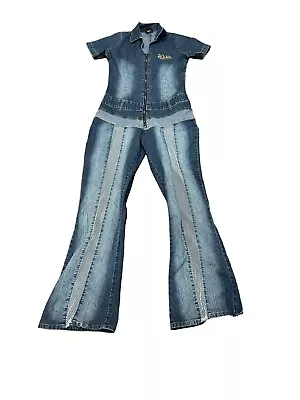 Vintage Y2K Von Dutch Women Flared Denim Overall Size 16 • $119