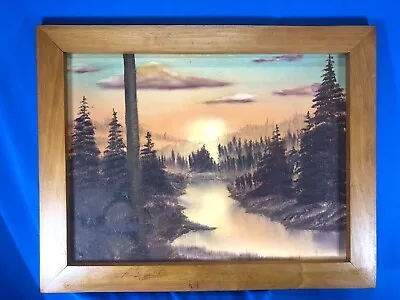 Vtg15 X19  Oil/canvas Board Adirondack River Forest Sunset Impressionist • $98.79