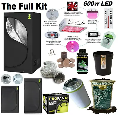 £234.95 • Buy Complete Grow Tent Kit Set Up 600w Led Grow Light Indoors Hydroponics Room SIZES