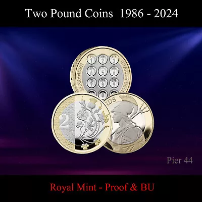 1986 - 2024 UK £2 Two Pound Coins PROOF & BU Brilliant Uncirculated Royal Mint • £84.75