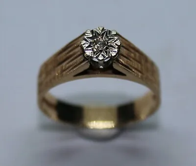 Vintage 9ct Yellow Gold Diamond Ring Size M 1/2 • $192.72