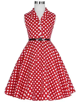 Teens / Women's 50's Rockabilly Rock'n Roll Style Polka Dot Circle Swing Dress • $41.21