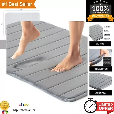 Striped Memory Foam Bath Mat - Soft Absorbent Velvet Rug Machine Washable 2... • $20.99