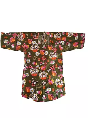 Vtg 60's Design House Apron Kimono Style Smock Tie Back Groovy Daisy Print  Nice • $29.91