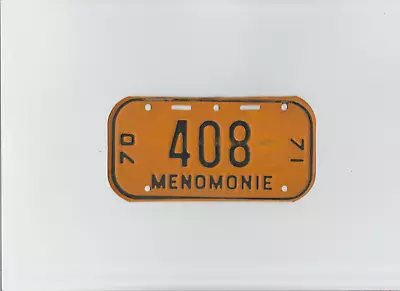 Vintage Wisconsin Bike License Plate Tag Bicycle 1970-71 MENOMONIE WISCONSIN • $17.95