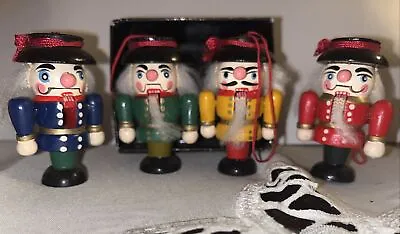 Vintage Nutcracker Christmas Ornaments 2.5” Wood Soldiers Set Of 4 • $14.20