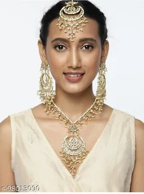 $32.12 • Buy Bollywood Indian Bridal Pearl Kundan Gold Plated Choker Necklace Jewelry Set N1