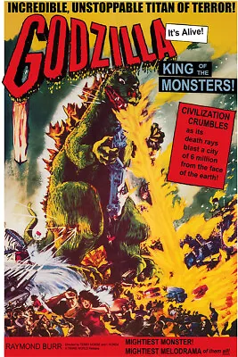 Vintage Science Fiction Movie Poster Godzilla King Of The Monsters • $8.99