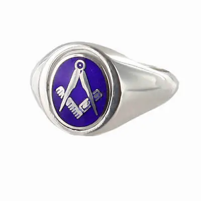 Blue Reversible Solid Silver Square And Compass Masonic Ring • £273.60