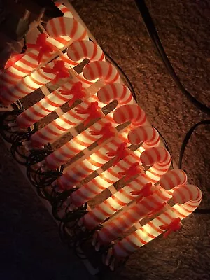 Vintage  Plastic Candycane String Of Lights Christmas New 10 • $25