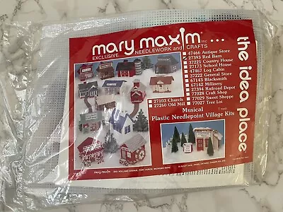 VTG Mary Maxim Plastic Needlepoint Musical Village Kit Red Barn New NOS 27393 • $19.99