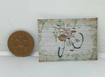 Handmade Miniature Dolls House Accessory Canvas Style  Picture Vintage Bicycle 2 • £1.99