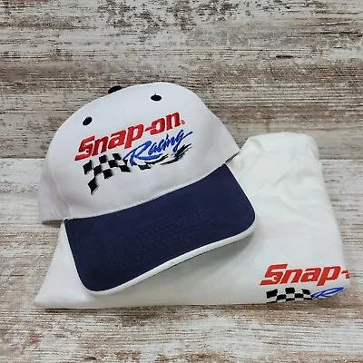 NOS Vintage Snap On Tools Racing Graphic XL T-Shirt & Hat Promotional Set White  • $29.98