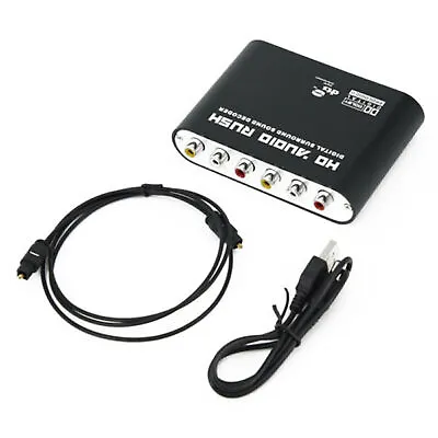 Audio 5.1CH AC3 DTS Digital Sound Decoder Optical SPDIF Coaxial To 6RCA W/Cable • £17.74