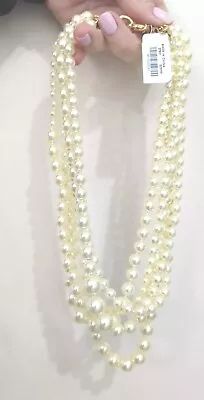 J Crew Multi Strand Knotted Graduated Layered 5 Strand Faux White Pearl Necklace • $35