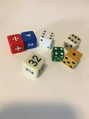 Dice Lot Vintage  Game Pieces For Replacement Parts Or Crafts 7 Pcs. • $9.63