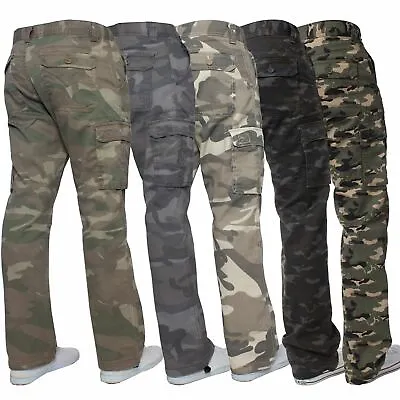 £13.04 • Buy Kruze Mens Military Combat Trousers Camouflage Cargo Camo Army Casual Work Pants