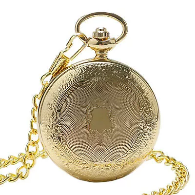 Vintage Mechanical Pocket Watch With Fob Chain Luxury Gold Case Hand Wind Gifts • $28.52