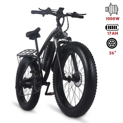 $1162.99 • Buy Ebike Mountain Electric Bicycle 1000W 17Ah Fat Bike 26  Bicycle 7 Speed Moped