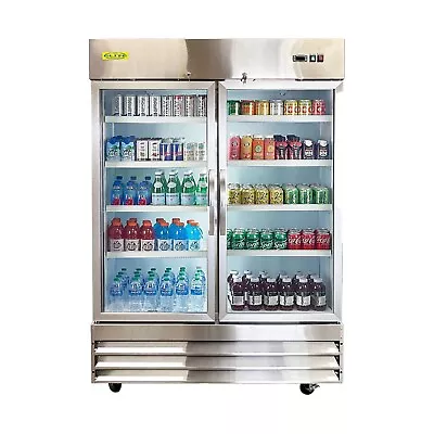 54  Upright Reach In Commercial 2 Glass Door Freezer Grocery Merchandiser • $3442.10