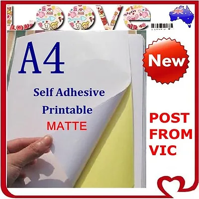 20 X A4 White Matte Self Adhesive Sticker Paper Sheet Label Laser Inkjet Print • $6.35