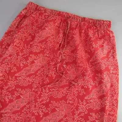 Orvis Peacock Floral Maxi Skirt Women's Size L Red Large Boho Peasant Prairie • $11.38