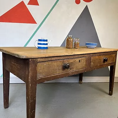 Antique Kitchen Pine Farmhouse Food Prep Table Victorian Original • £999