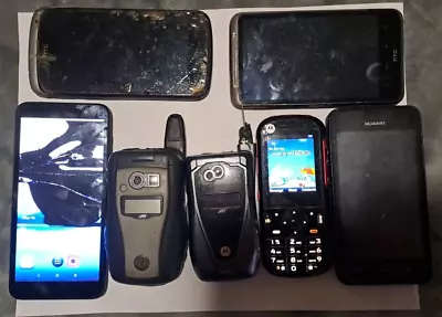 Smartphone Lot Of 2 RARE Motorola I857i580 & 1 R974 1 Alcatel 2 Htc& 1 Huawei • $29.99