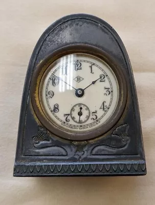 Vintage  Waterbury Desk Clock Heavy Brass Case • $24.99