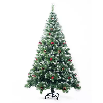 4ft 5ft 6ft 7ft Christmas Tree With Lights Bushy Pine Metal Stand Holiday Decor • $55.79