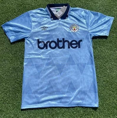 Manchester City Remake  1989-91 Home Football Shirt Jersey - Large • £38