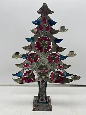 Vintage Mexican Meter Folk Art Christmas Tree Candle Holder Holiday Mexico 18.5” • $74.99