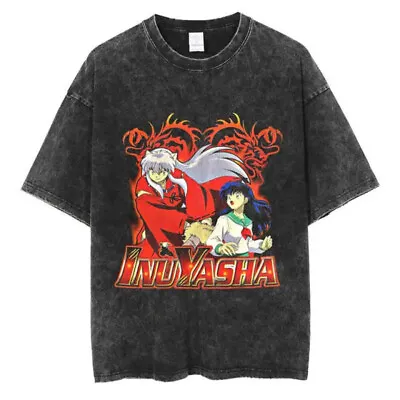 New Inuyasha Vintage T-shirts Anime Printed Unisex Men Women Cosplay Tees Summer • $26.50