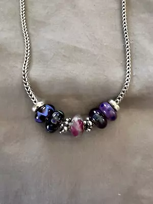 $220 • Buy Authentic Trollbead Necklace - Purple Theme W/7 Beads  COMPLETE SET