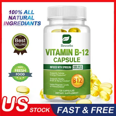 Beworths Vitamin B12 (Methylcobalamin) 1000mcg120 Capsules Energy Heart Health • $13.98