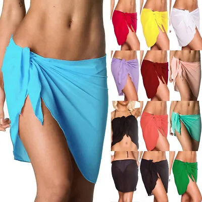 £4.79 • Buy Ladies Bikini Cover Up Swimwear Mini Skirt Chiffon Summer Beach Sarong Dress Top