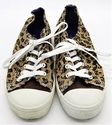 Miley Cyrus Max Azria Leopard Athletic Shoes Canvas Sneakers Women's Size 7 • $19.99