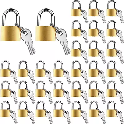 32 Pieces Mini Padlock Small Solid Brass Locks 1.25'' With 3 Keys For Luggage   • $49.99