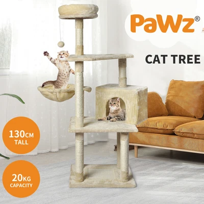 $69.99 • Buy PaWz Cat Tree Toy Scratching Post Scratcher Tower Condo Wooden House Cream 130cm